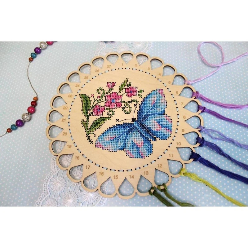 MP Studia Flower Meadow. Thread Organizer Cross Stitch On Wood Kit