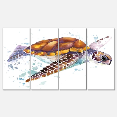 Designart - Brown Sea Turtle Watercolor