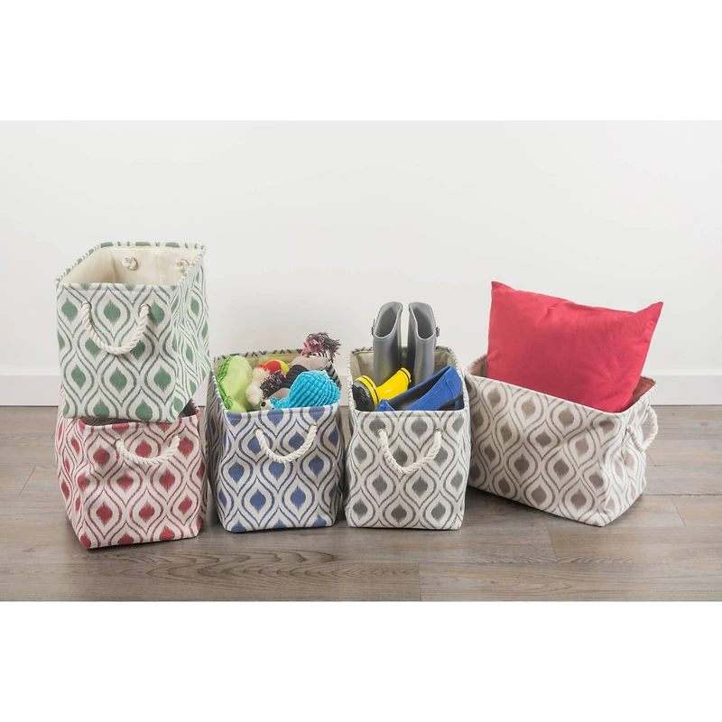 DII® Large Rectangle Ikat Barn Red Polyester Bin