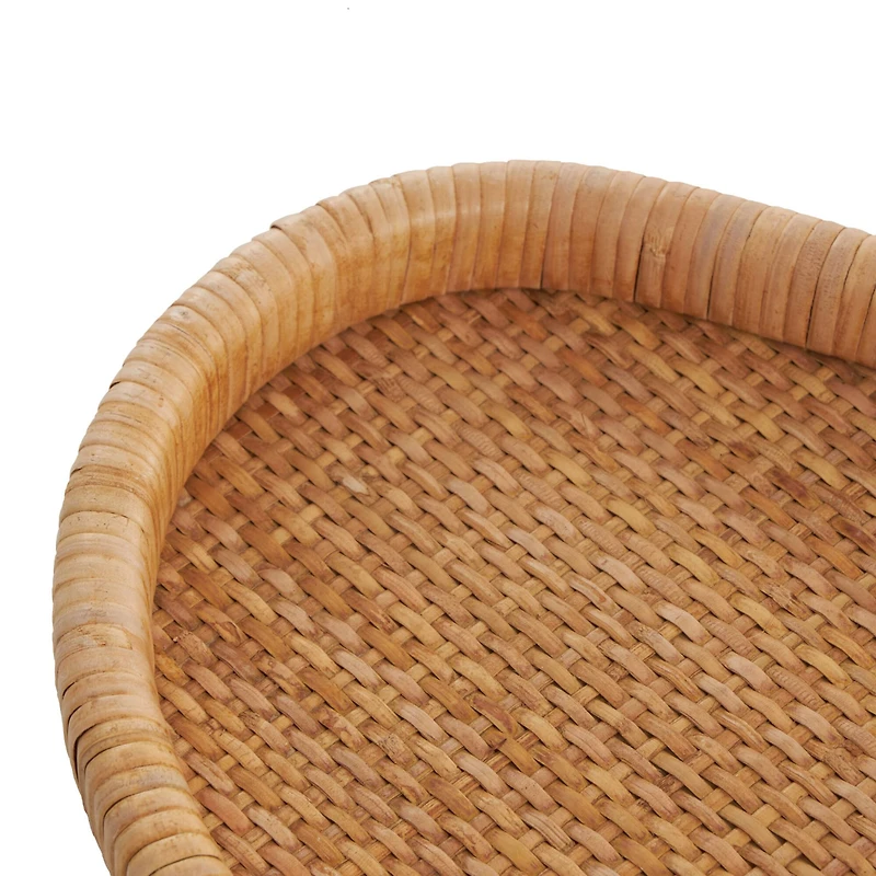 Brown Rattan Handmade Woven Living Room Décor Tray Set