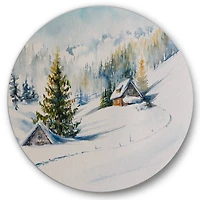 Designart - Little House In The Winter Mountains