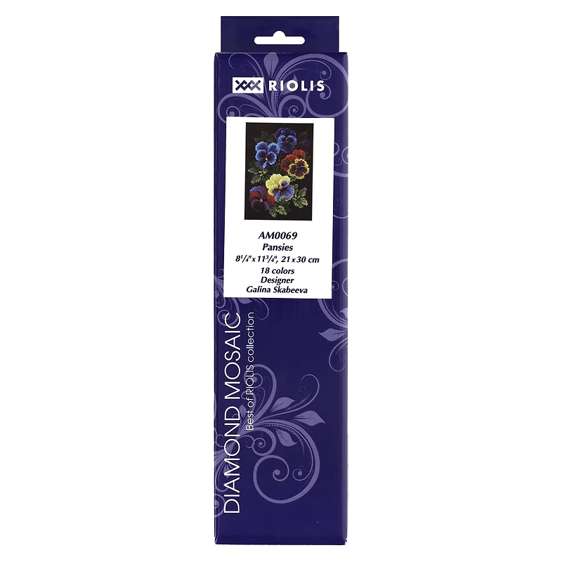 RIOLIS Pansies Diamond Mosaic Kit, Square Diamonds