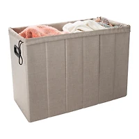 Simplify Natural Collapsible Flip Top Hamper Ottoman