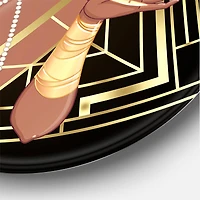 Designart - Retro Women In Golden Art Deco Geometrics I