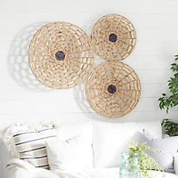 Set of 3 Brown Dried Plant Material Coastal Style Wall Decor, 28", 24", 20"