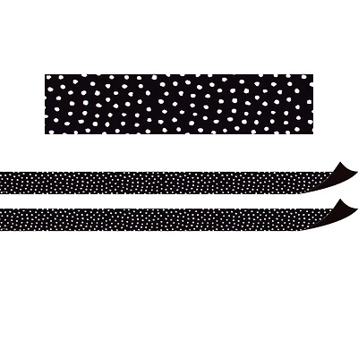 Teacher Created Resources Black with White Painted Dots Magnetic Border, 48ft.