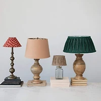 Hello Honey® 24" Natural Carved Wood Table Lamp with Cotton Shade