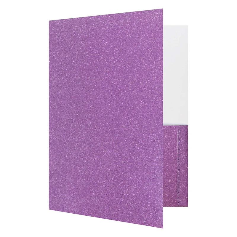 JAM Paper 2-Pocket Plastic Glitter Folders, 6ct.