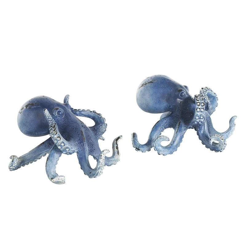 Dark Blue Octopus Sculpture Set