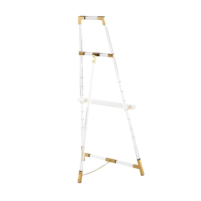 56.5" Clear Acrylic Plastic Adjustable 7-Tier Display Easel with Gold Accents & Chain Support