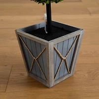 3ft. LED UV Resistant Double Ball Boxwood Topiary in Decorative Planter