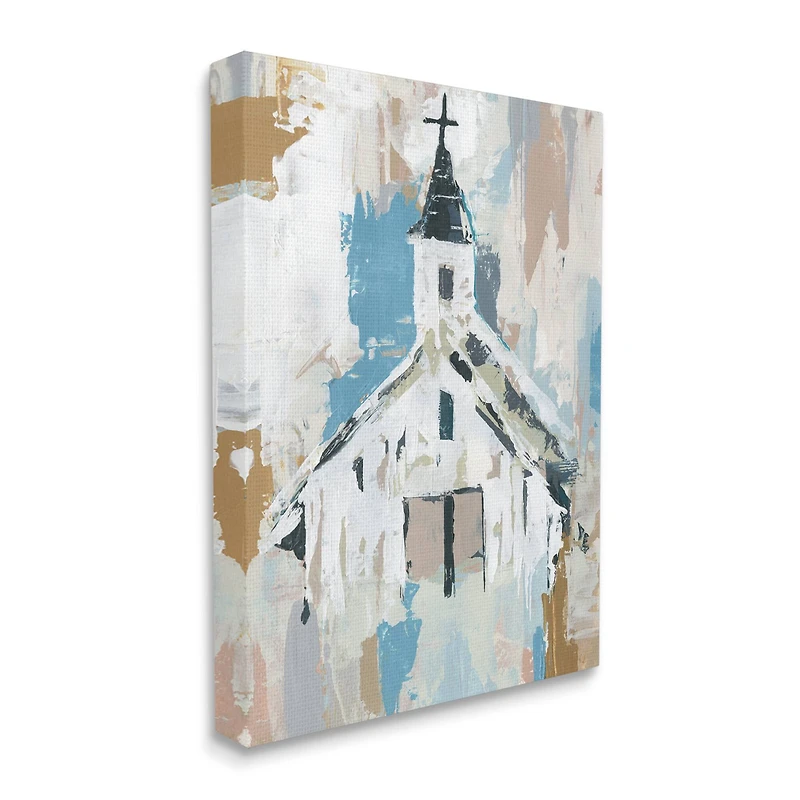 Stupell Industries Distressed Country Church House Abstract Pattern Canvas Wall Art