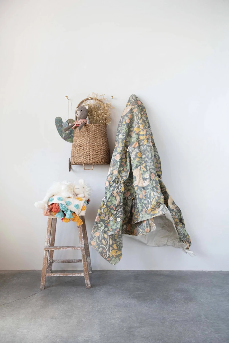 Hello Honey® Woven Cotton Throw with Tufted Dots and Tassels