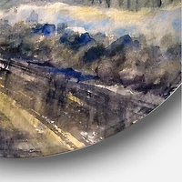 Designart - Winter Landscape With Road Under Bright Sunset