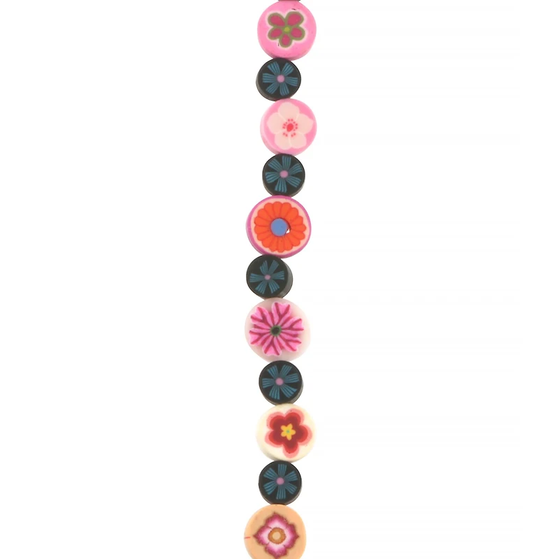 Mixed Flower Clay Disc Beads by Bead Landing™