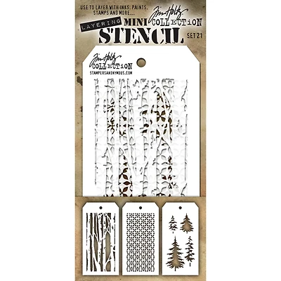Stampers Anonymous Tim Holtz® Mini #21 Layering Stencil Set