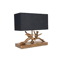 Hello Honey® 12.2" Birds on Branch Table Lamp with Rectangle Flax Shade