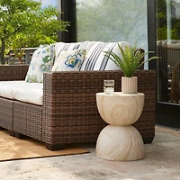 Glitzhome® 17.75" Multi-Functional Hourglass Faux Travertine Garden Stool