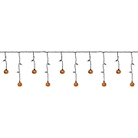 25ct. Jack-o'-Lantern Orange LED Curtain Icicle String Lights