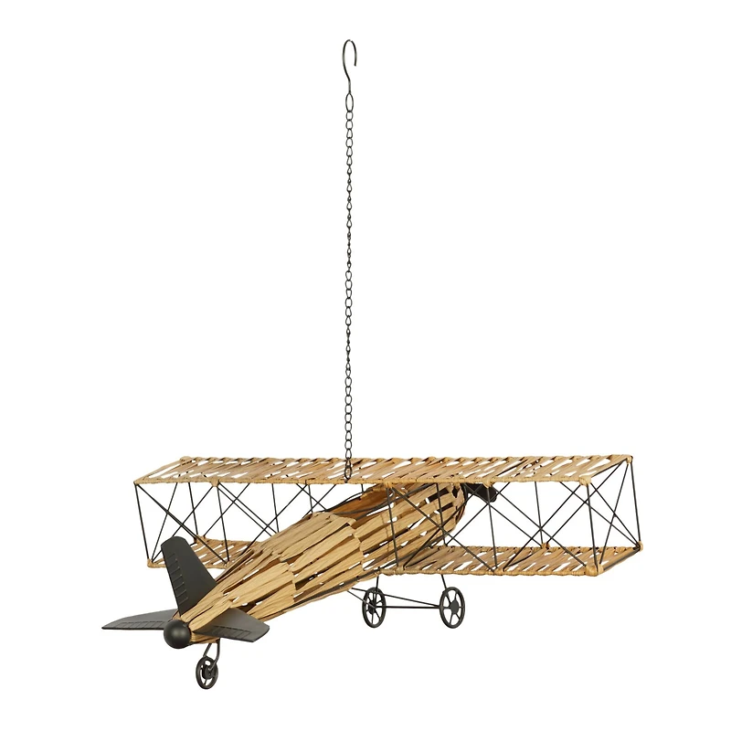 Tan Metal Natural Plane Sculpture, 10" x 31" x 28"