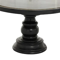 Black Wood and Glass Farmhouse Cake Stand with Cloche, 14" x 12" x 12"