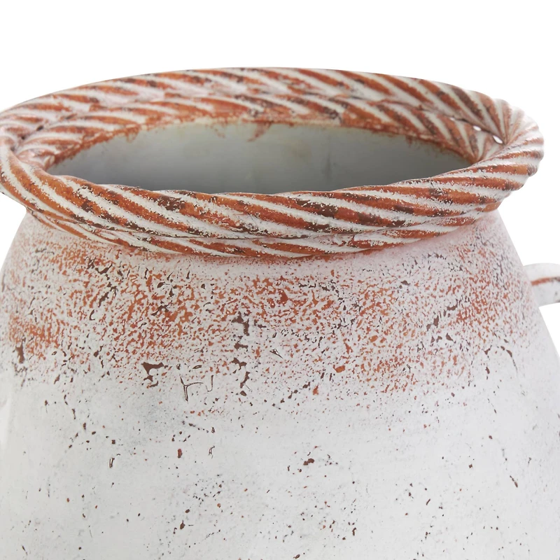 23.5" Distressed White Metal Vase