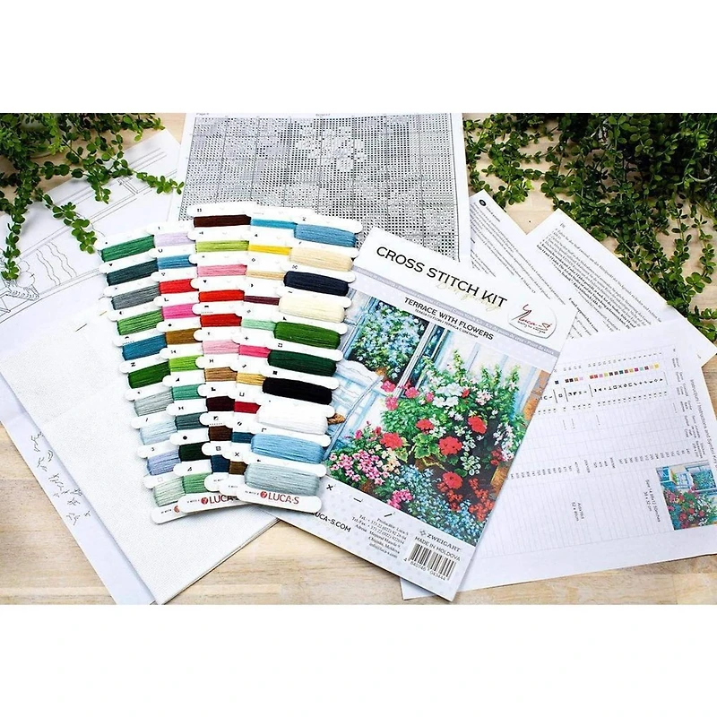 Luca-s Terrace With Flowers Counted Cross Stitch Kit