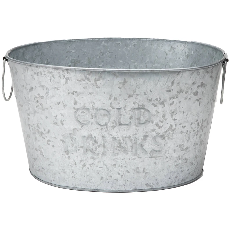 Mind Reader 9.5'' Small Round Galvanized Steel Beverage Tub with Handles