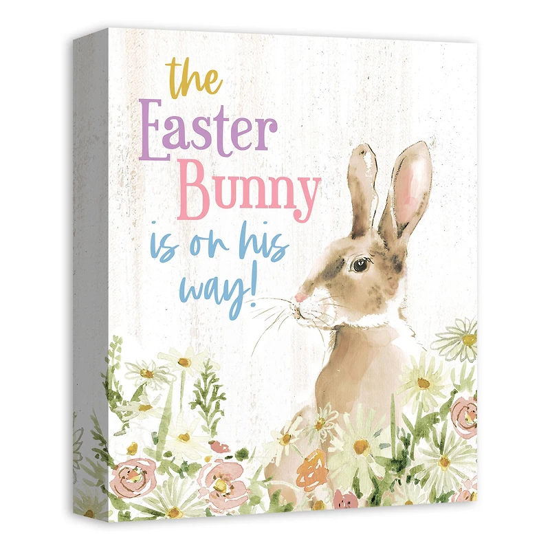 Easter Bunny On His Way 11" x 14" Canvas Wall Art