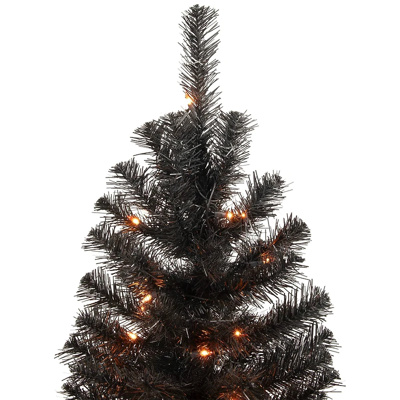 3ft. Pre-Lit Black Noble Spruce Artificial Halloween Tree, Orange Lights