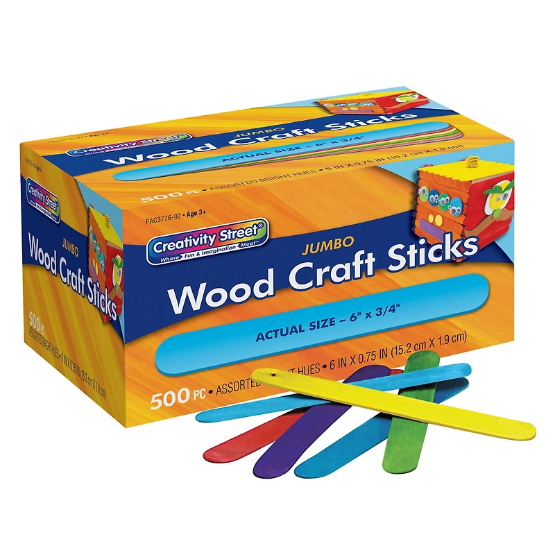 Creativity Street® Jumbo Bright Hues Craft Sticks, 2 Packs of 500