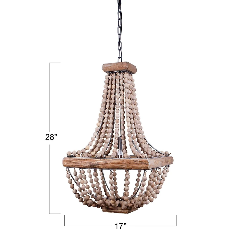 Hello Honey® Wood & Metal Framed Chandelier with Wood Bead Draping