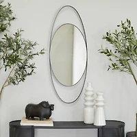 Black Contemporary Wall Mirror, 16" x 2" x 42"