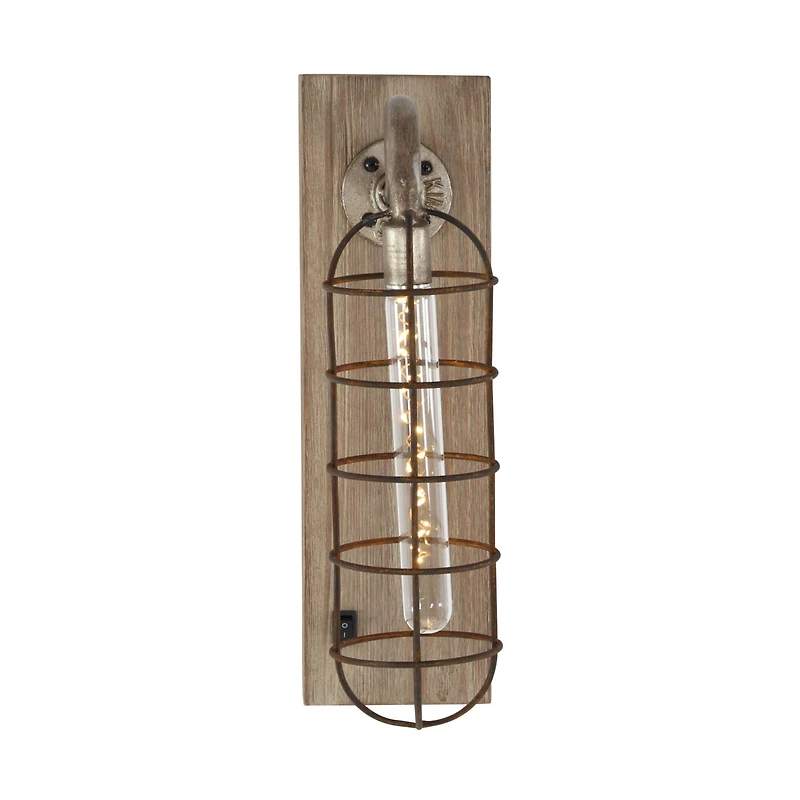 15" Brown Iron Industrial LED Wall Sconce