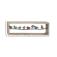 Whitewashed Wood Farmhouse Birds Wall Accent
