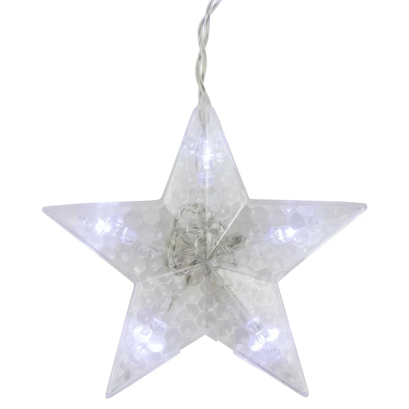 Christmas Stars Icicle Lights - 8.25' - Pure White LED Lights - Clear Wire - 12ct