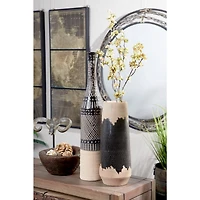 Black Porcelain Contemporary Vase, 17" x 6" x 6"