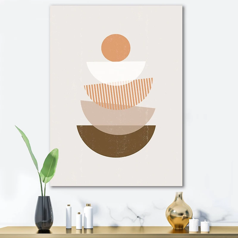 Designart - Abstract Sun & Moon Geometrics In Terracotta I