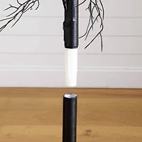 4ft. Pre-Lit Artificial Halloween Black Twig Tree with 24 Orange LED Pumpkin Shaped Lights