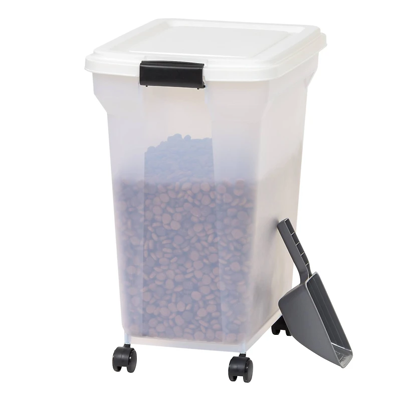 IRIS Clear, White, Black, Dark Gray 55qt. Food Container With Sealed Top & Scoop