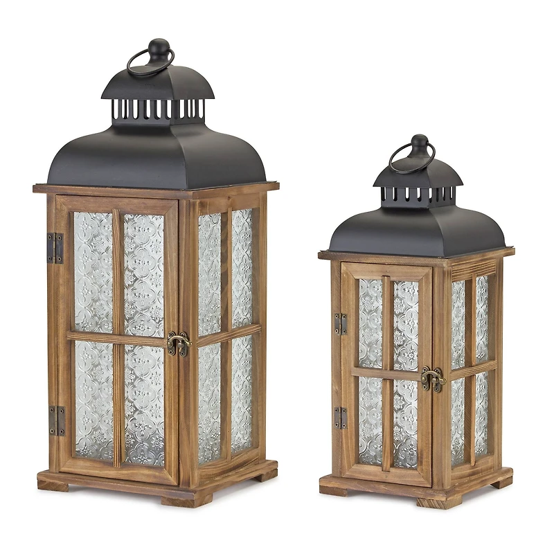 Wood & Metal Lantern Set
