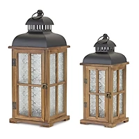 Wood & Metal Lantern Set