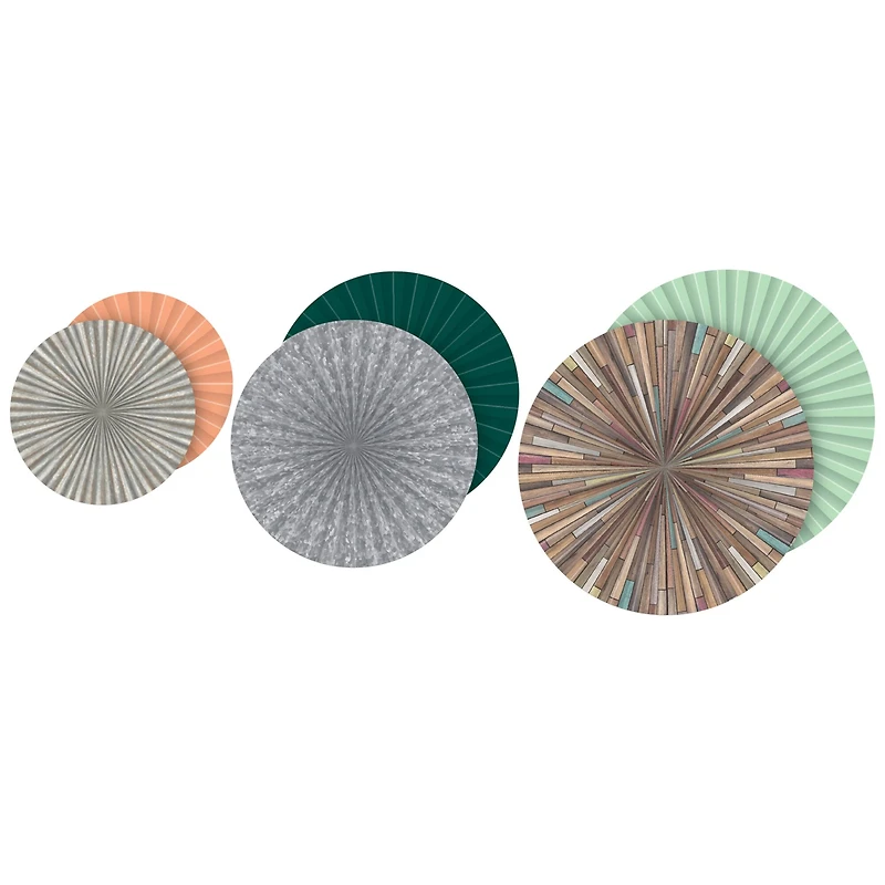 Teacher Created Resources Green, Pink, & Teal Hanging Paper Fans, 3 Packs of 3