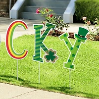Glitzhome® Set of 5 St. Patrick's Metal "Lucky" Yard Stake