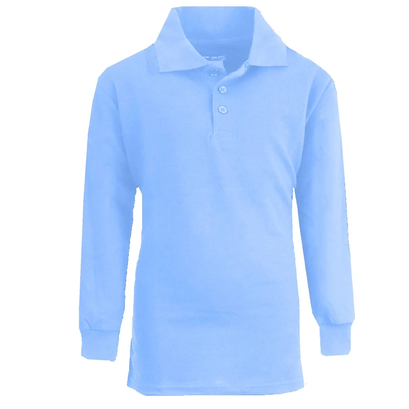 Galaxy by Harvic Long Sleeve Boy's School Uniform Pique Polo Shirt