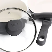 Spice by Tia Mowry Savory Saffron Gray 16 Piece Ceramic Nonstick Cookware Set