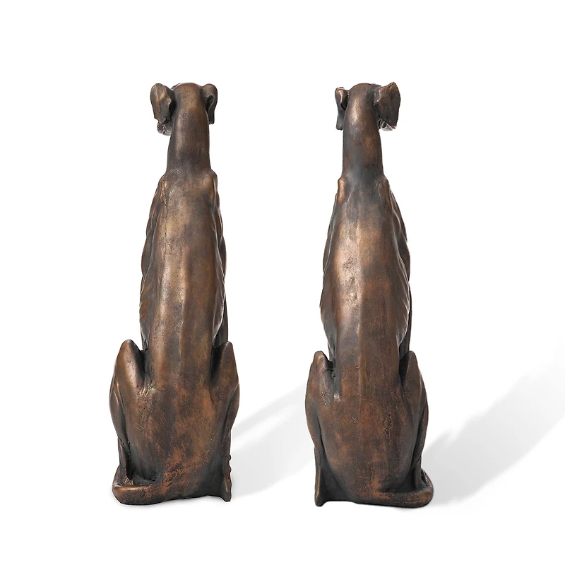 Glitzhome® 30.25" Bronze Sitting Greyhound Dogs, 2ct.