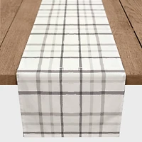 90" Rough Gray Plaid Table Runner