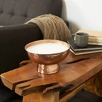 White Wax Tropical Breeze Scented Candle with Elevated Wide Hammered Copper Container