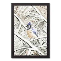 Winter Blue Jay 12" x 18" Black Framed Canvas